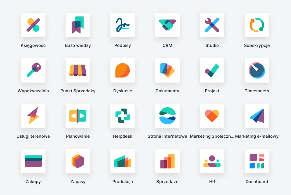 Przykładowe menu w systemie Odoo
