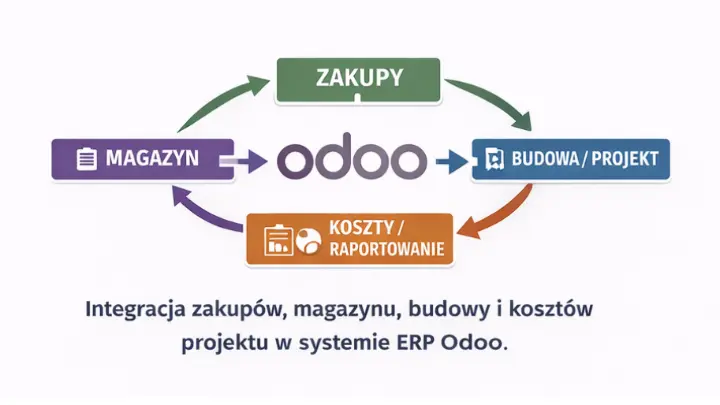 Integracja zakupów magazynu budowy i kosztów w Odoo zarządzanie materiałami w firmie budowlanej w systemie ERP Odoo